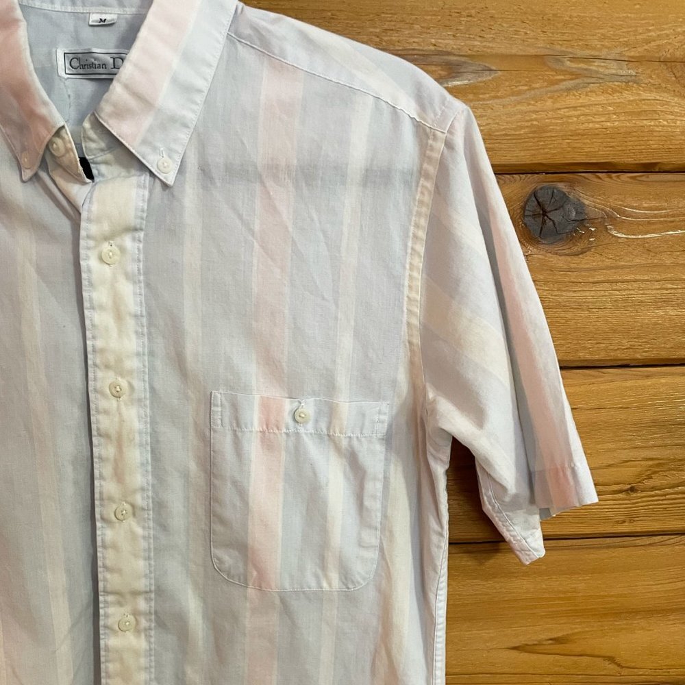 Christian Dior Button Down Short Sleeve Mens Collard Top Medium - Picture 5 of 6